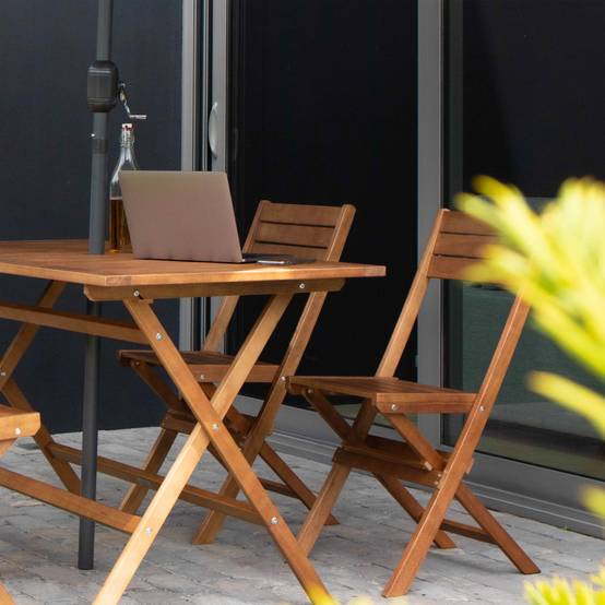 Oviala - Table de terrasse et 4 chaises pliantes en bois Sete - Oviala - Image 3