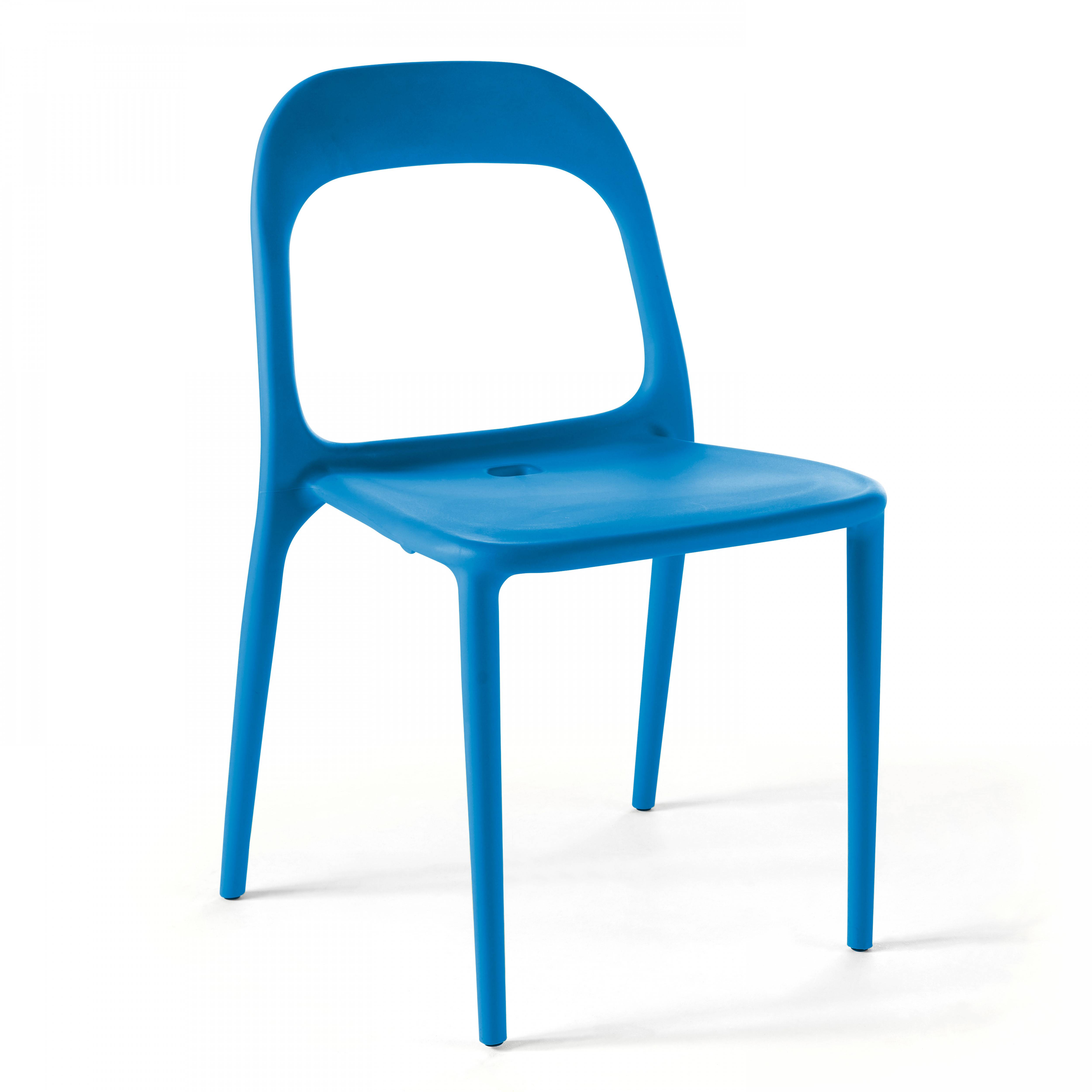 Oviala - Lot de 4 chaises en plastique bleu Milan - Oviala - Image 2