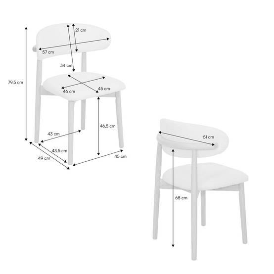 sweeek - Lot de 2 chaises bois d'hévéa naturel et tissu chenille kaki - Paola | sweeek - Image 4