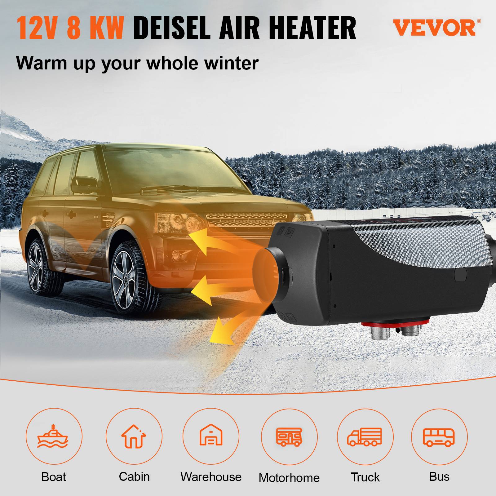 VEVOR Mophorn réchauffeur diesel 8kW 12V, écran LCD, préchauffage moteur en hiver - Image 2
