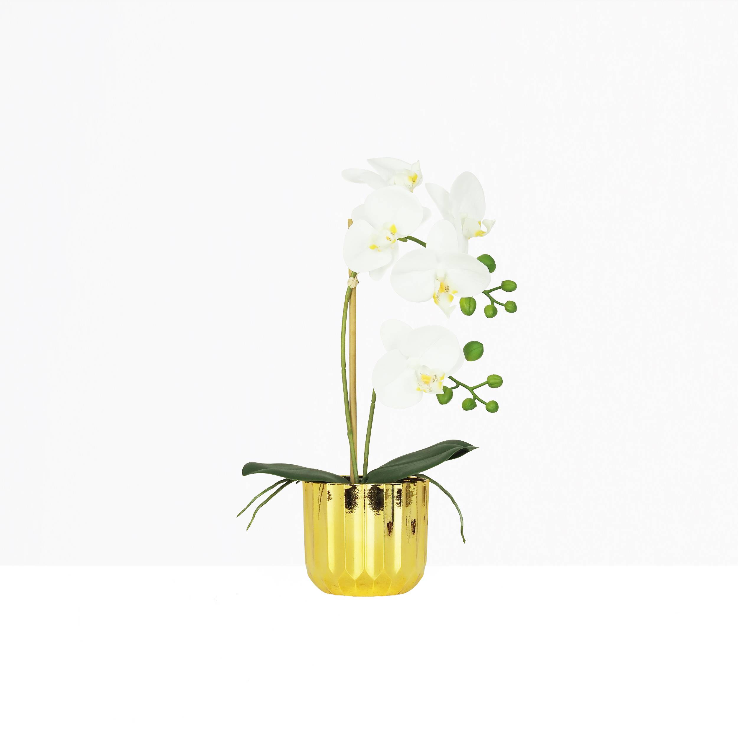 Ligne Deco - Orchidée artificielle toucher naturel pot or 40cm - Image 2