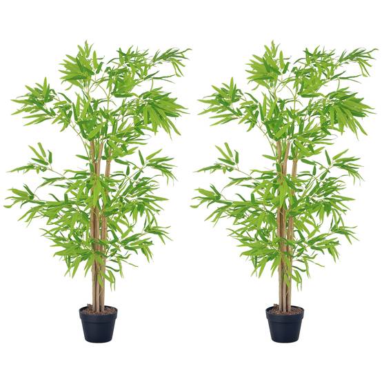 Lot 2 Bambous Artificiels PE Décoration Intérieure Sans Entretien 150cm Vert - ComfortXL Outdoor Living - Image 1