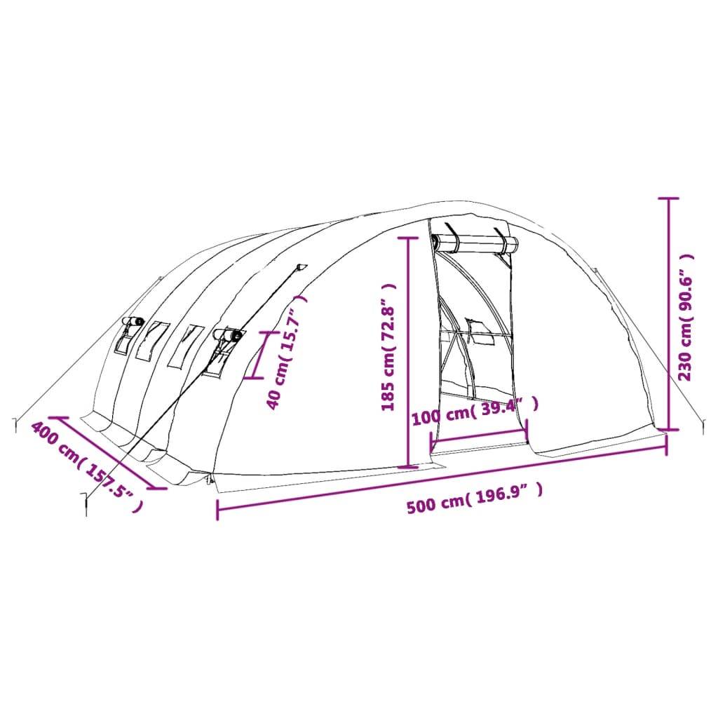 Vidaxl - Serre avec cadre en acier vert 20 m² 5x4x2,3 m vidaXL 3188083 - Image 3