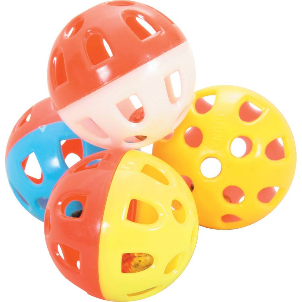 animallparadise - 4 sphères grelot ø 3 cm jouet pour chat couleur multi couleur - Image 1