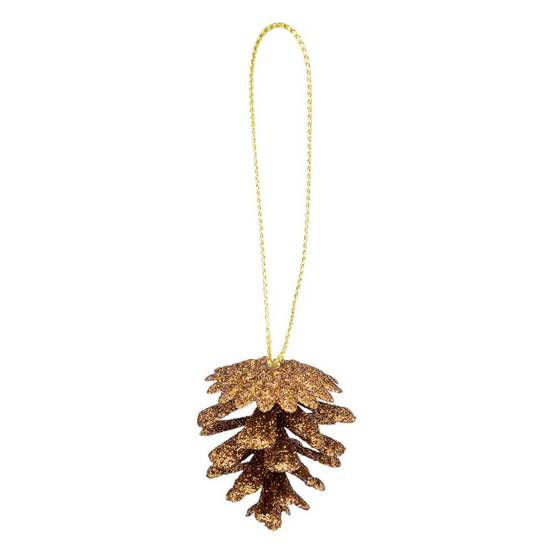 Atmosphera - Lot de 12 Sujets de Noël "Pommes de pin" 3cm Or & Bronze - Image 2