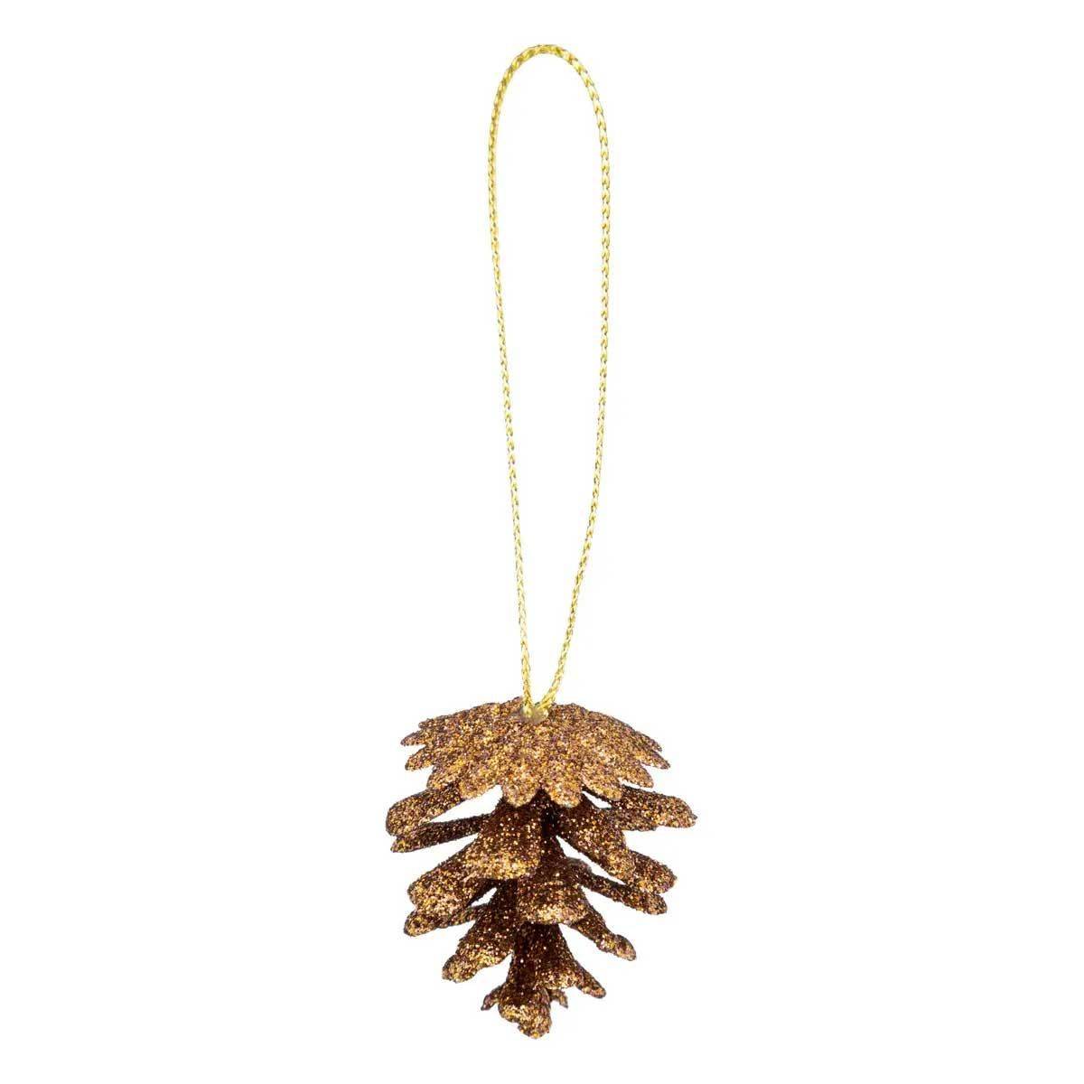 Atmosphera - Lot de 12 Sujets de Noël "Pommes de pin" 3cm Or & Bronze - Image 2