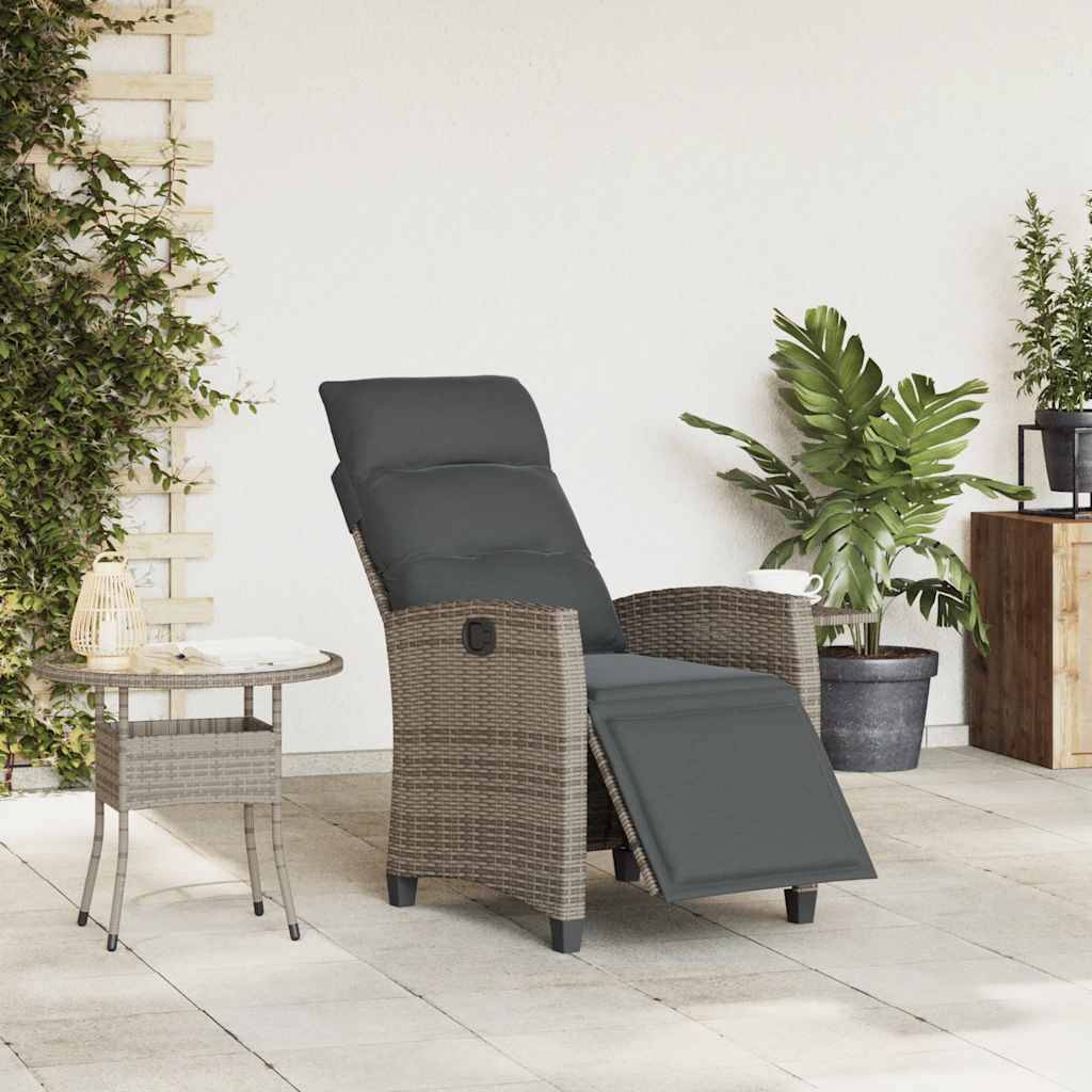 PANGIVO - Chaise de jardin inclinable avec table d'appoint gris polyrotins 65 x 58 x 94 cm, Poids :13.55kg - PANGIVO - Image 3