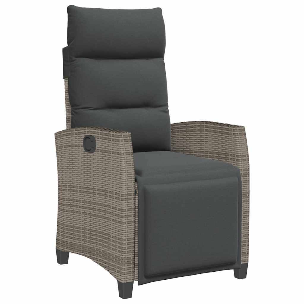 PANGIVO - Chaise de jardin inclinable avec table d'appoint gris polyrotins 65 x 58 x 94 cm, Poids :13.55kg - PANGIVO - Image 2