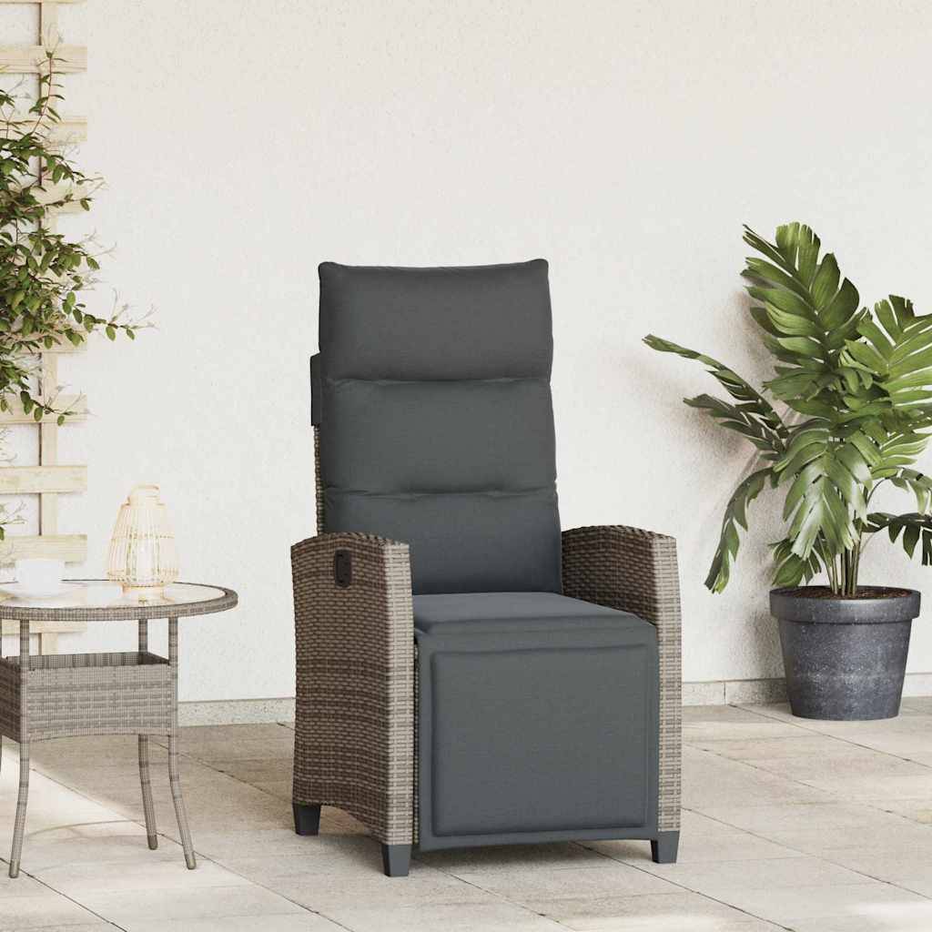 PANGIVO - Chaise de jardin inclinable avec table d'appoint gris polyrotins 65 x 58 x 94 cm, Poids :13.55kg - PANGIVO - Image 1