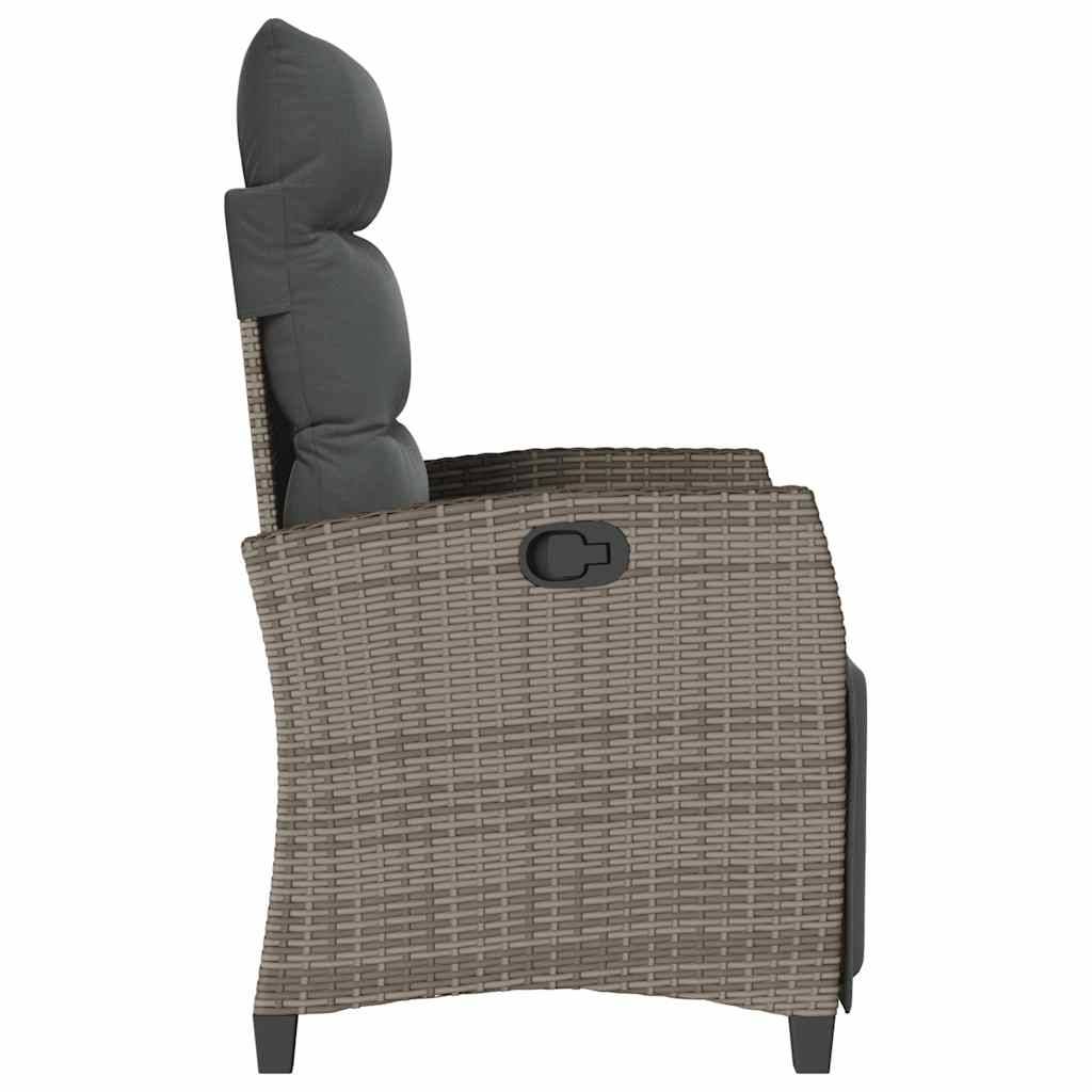 PANGIVO - Chaise de jardin inclinable avec table d'appoint gris polyrotins 65 x 58 x 94 cm, Poids :13.55kg - PANGIVO - Image 6