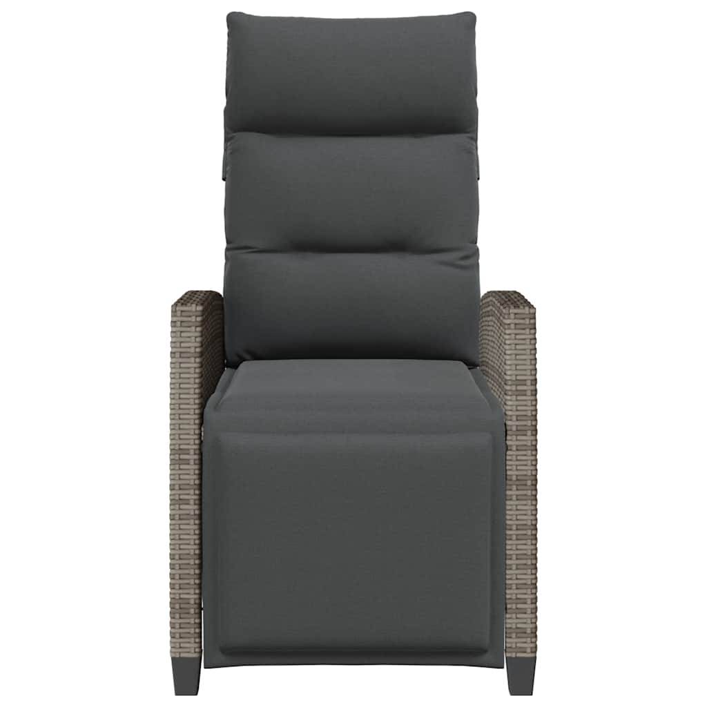 PANGIVO - Chaise de jardin inclinable avec table d'appoint gris polyrotins 65 x 58 x 94 cm, Poids :13.55kg - PANGIVO - Image 5