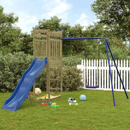 Aire de jeux d'extérieur - Jeu Plein air enfant bois de pin imprégné-JU1524 - Image 2