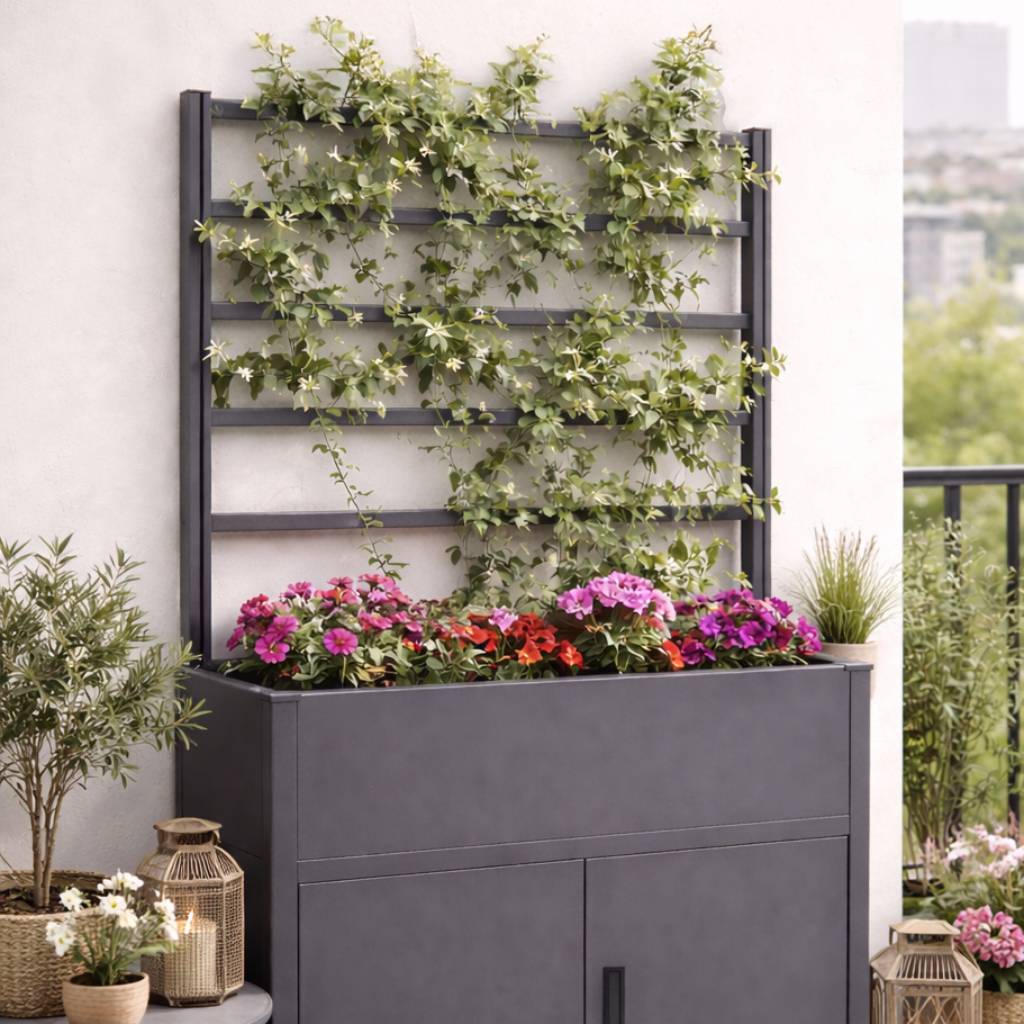 Couleurs du monde - Treillis Timea gris petit format – support décoratif pour plantes grimpantes pour armoire Tessa - Image 1