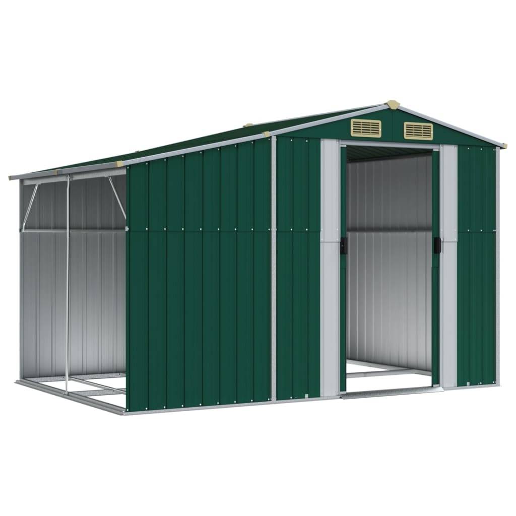 Helloshop26 - Abri de jardin cabane cabanon maison de stockage remise extérieur hangar outils robuste 277 x 192,5 x 179 cm acier galvanisé vert - Image 2
