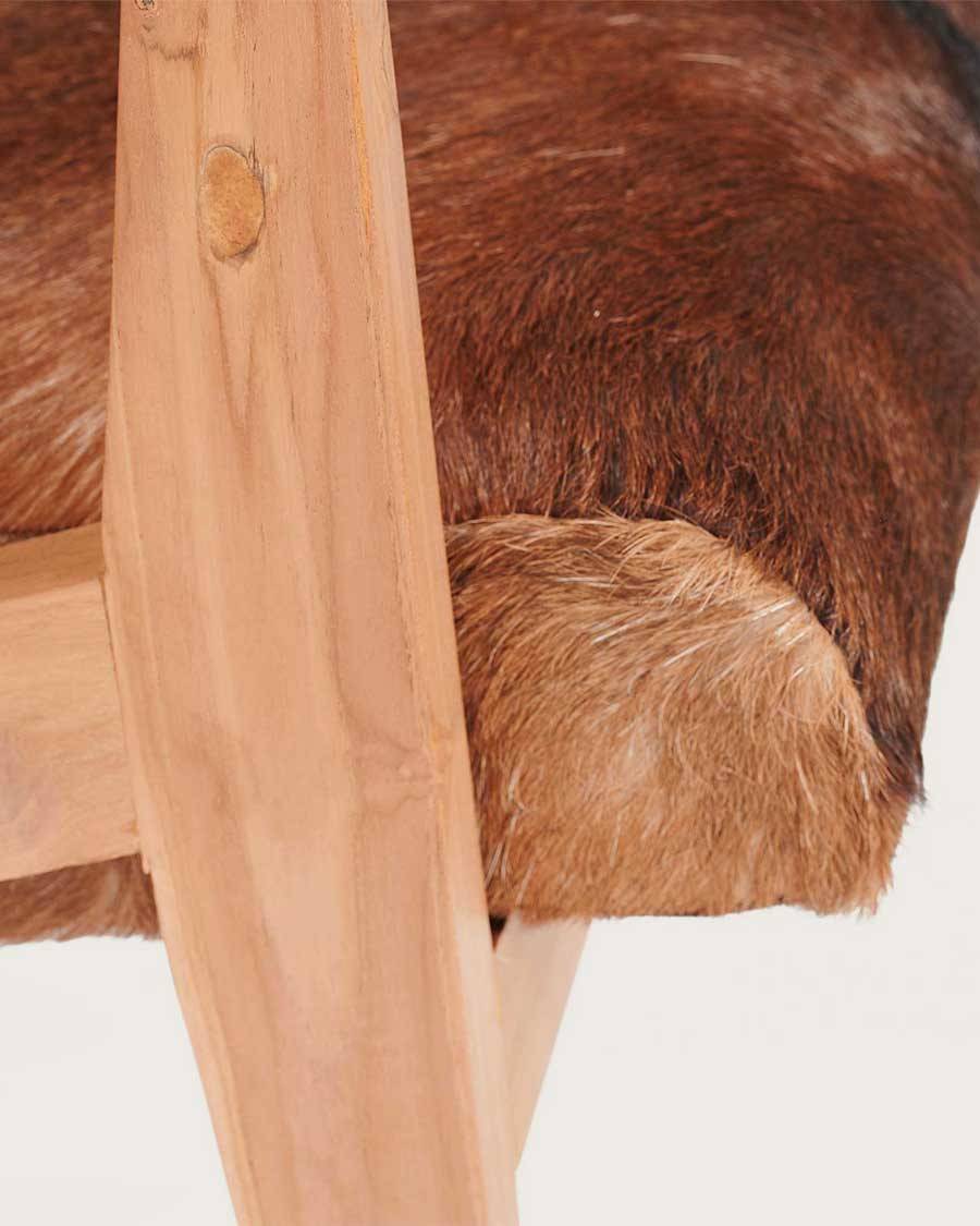 Cow Boy - Fauteuil en teck et peau de chèvre - UNIQKA - Image 7