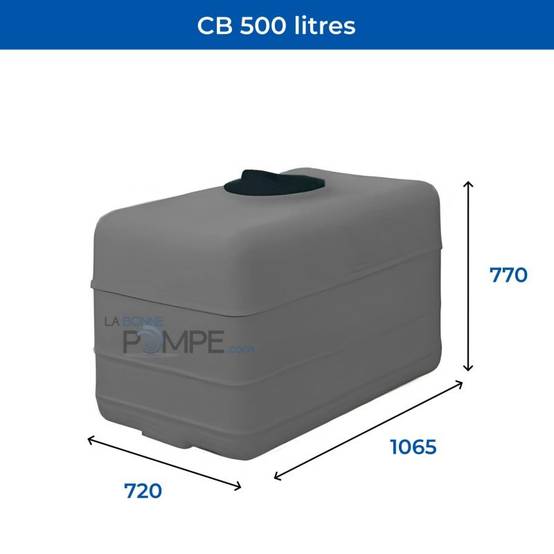 Cuve récupération eau de pluie 500L - Réservoir aérien cubique Gris - Polyéthylène - ELBI CB - Image 2
