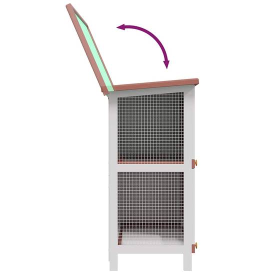 Clapier à lapin 2 étages en bois avec 4 portes pour jardin Marron – ComfortXL Outdoor Living - Image 5
