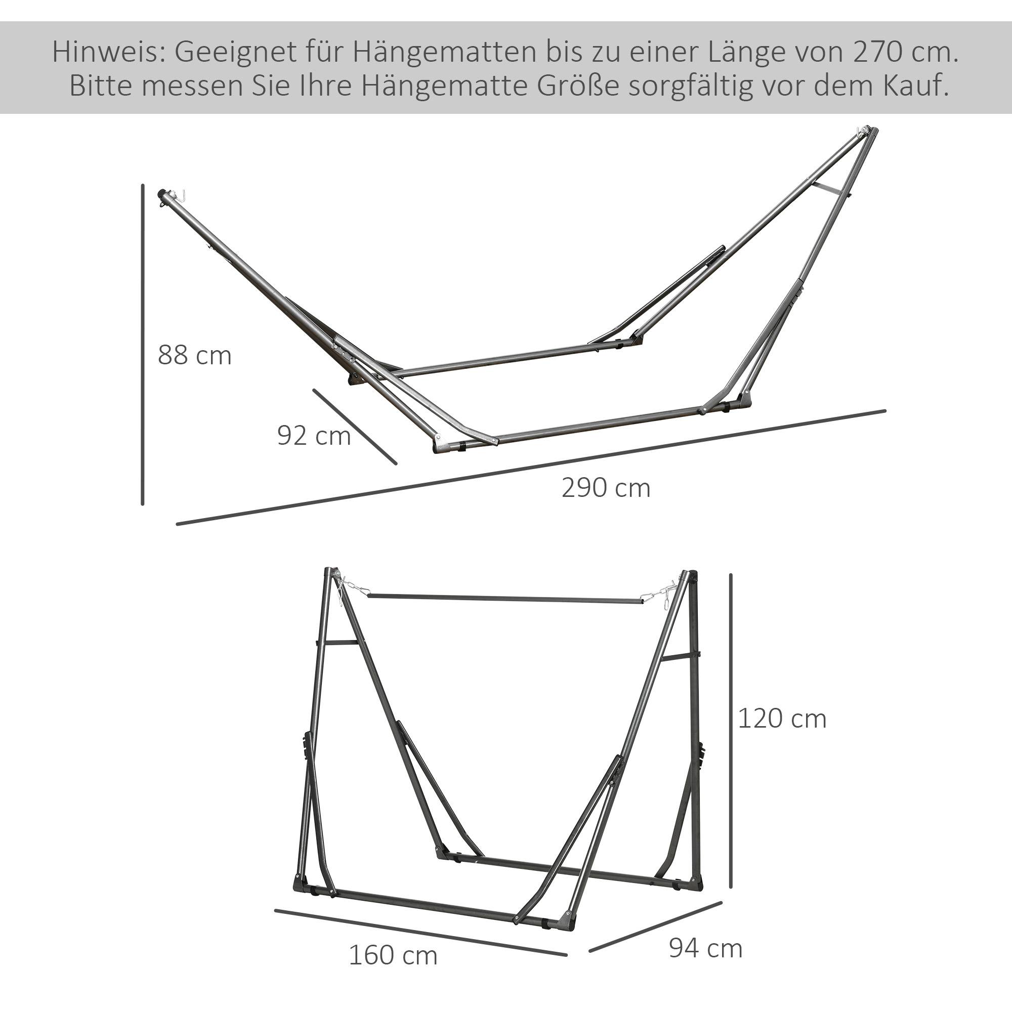 Support hamac 2 en 1 métal étendoir linge extérieur pliable 290x92x88cm noir - ComfortXL Outdoor Living - Image 5