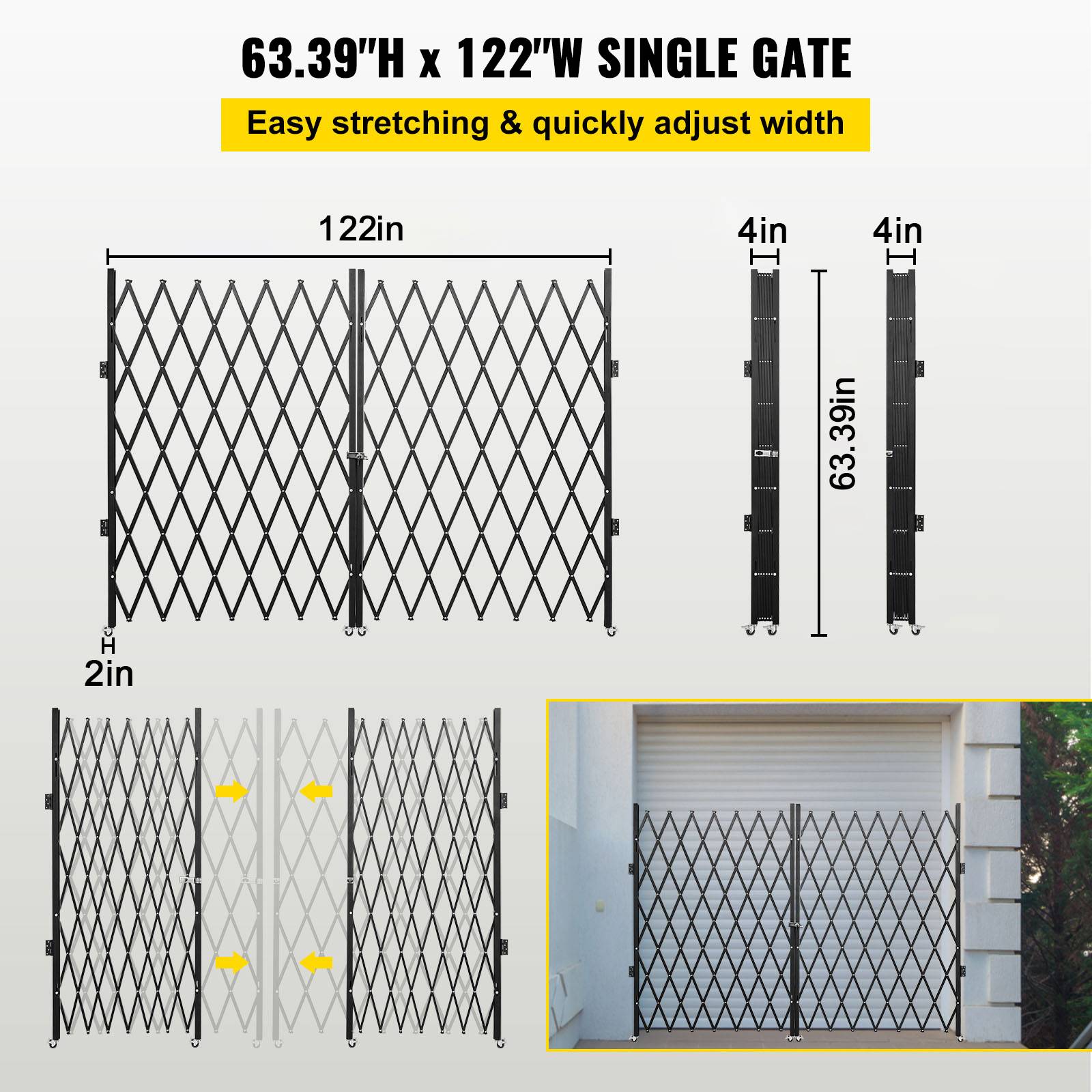 Vevor - VEVOR Barrière de Sécurité Extensible Pliant Double Porte Pliante 3,1 x 1,56 m - Image 3