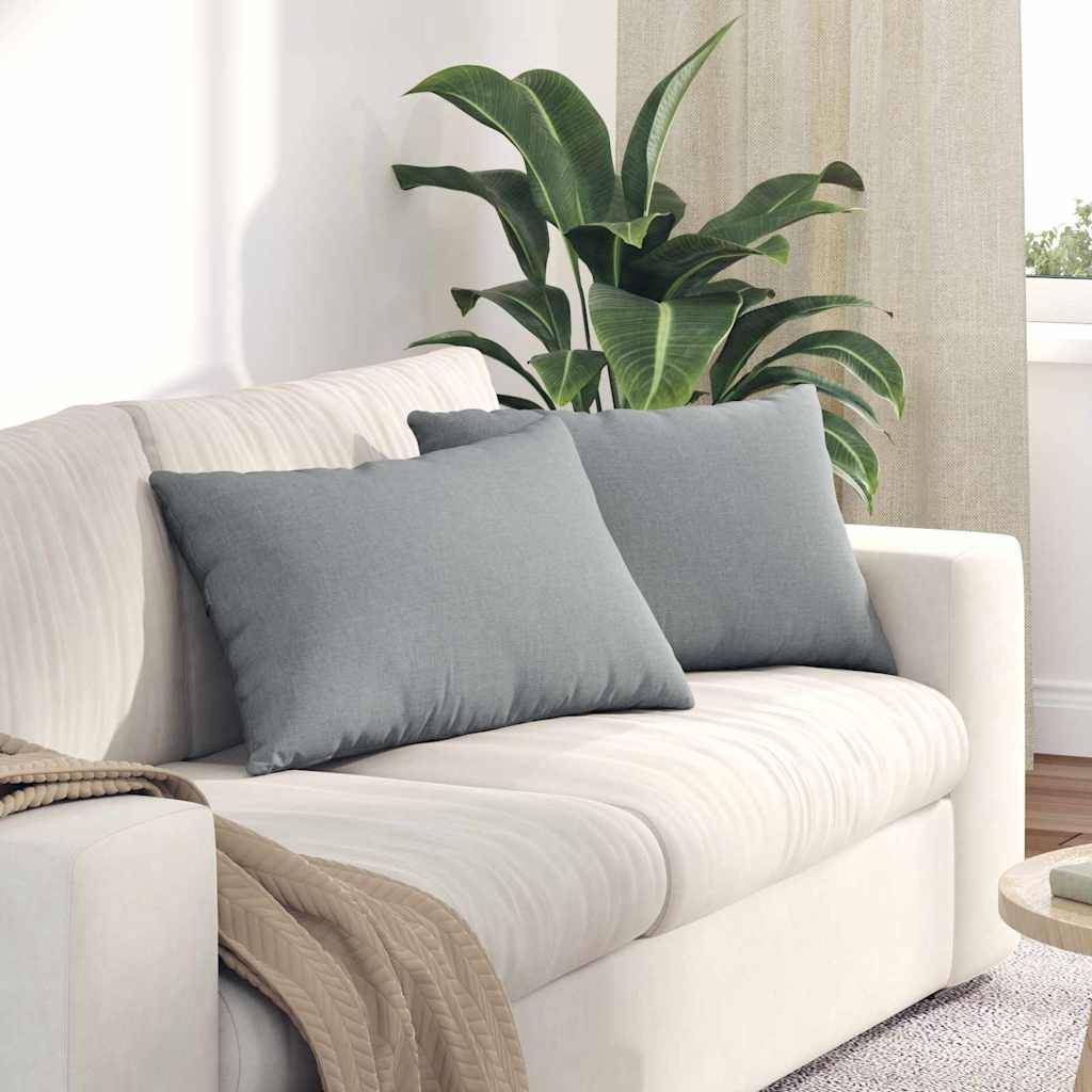 Lot de 2 Grands Coussins de Canapé Tissu Lisse Housses Lavables pour Déco Salon Gris Clair 60x40 cm – ComfortXL Outdoor Living - Image 1