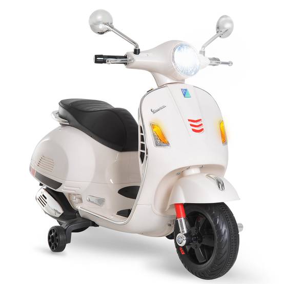Vespa Scooter Moto électrique Enfants 6 V dim. 102L x 51l x 76H cm Musique MP3 Port USB klaxon Phare feu AR Blanc - Image 1