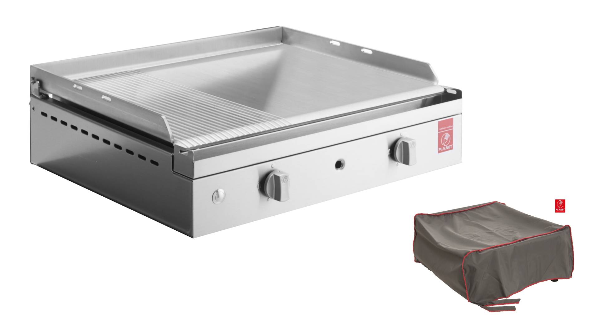 Plancha Planet - Plancha CHEF 55 Lisse Rainurée + Housse PLANET - Image 1