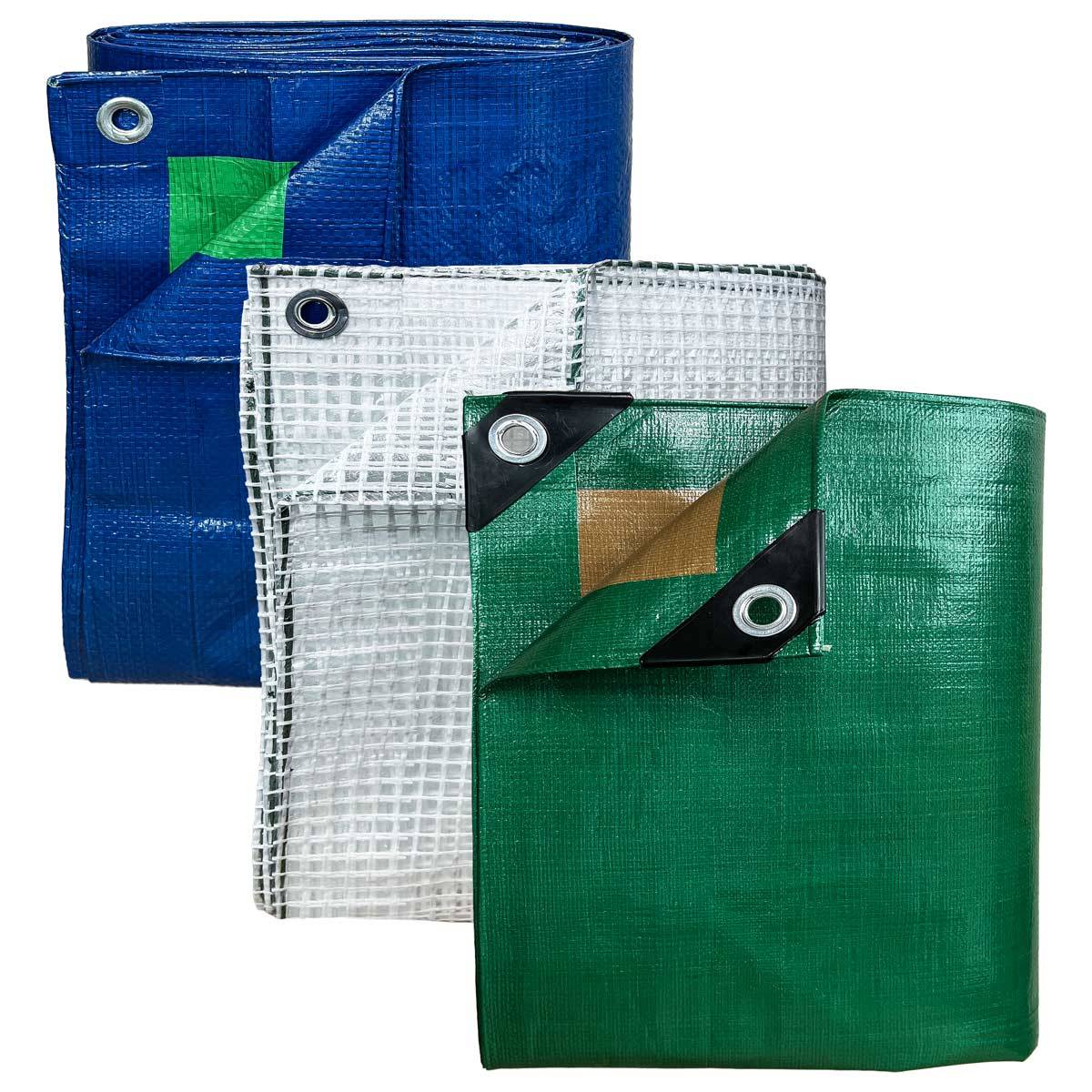Pack Protection L'ESSENTIEL - 3 Bâches imperméables - 1,5x6m (x1) HQ250MU / 3x4m (x1) TR170MU / 2x3m (x1) SR150MU -PT1MU TECPLAST - Image 1