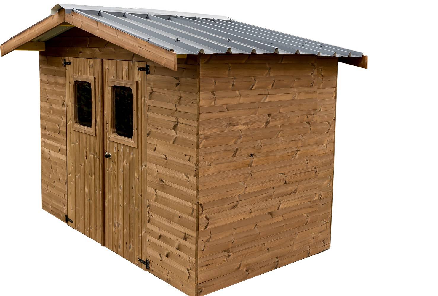 Habrita - Abri THERMABRI madriers - 7,62 m² sans plancher - toit double pente bac acier Habrita - Image 1