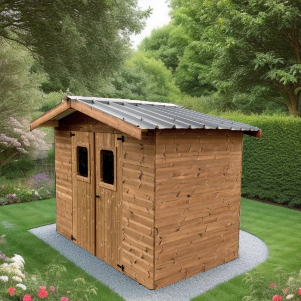 Habrita - Abri THERMABRI madriers - 7,62 m² sans plancher - toit double pente bac acier Habrita - Image 2