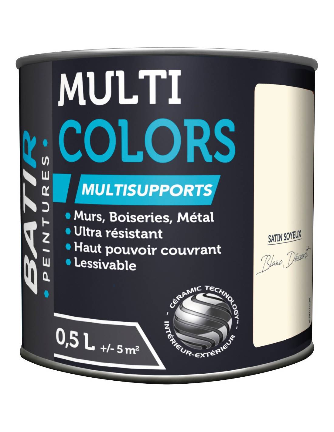Peinture Batir Satin Soyeux Blanc Désert Finition Satinée, Lessivable ...