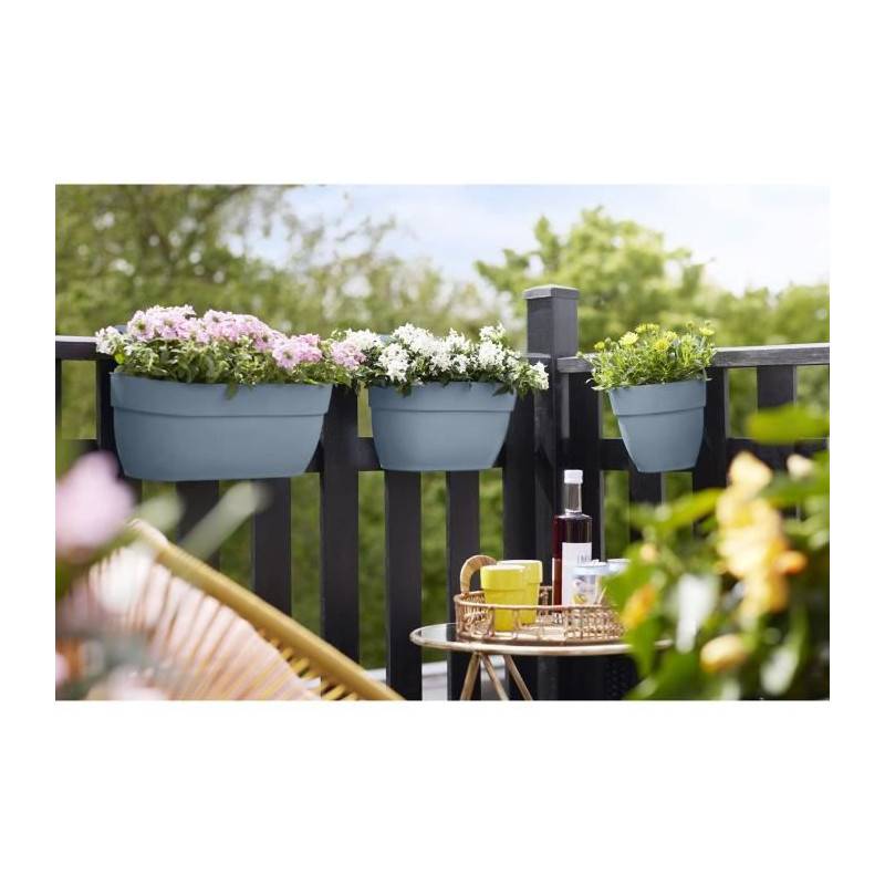 Elho - Elho - Pot De Fleurs -  Vibia Campana Easy Hanger Large - Bleu Vintage - Balcon Exterieur - L 24.1 X W 46 X H 26.5 Cm - Image 2