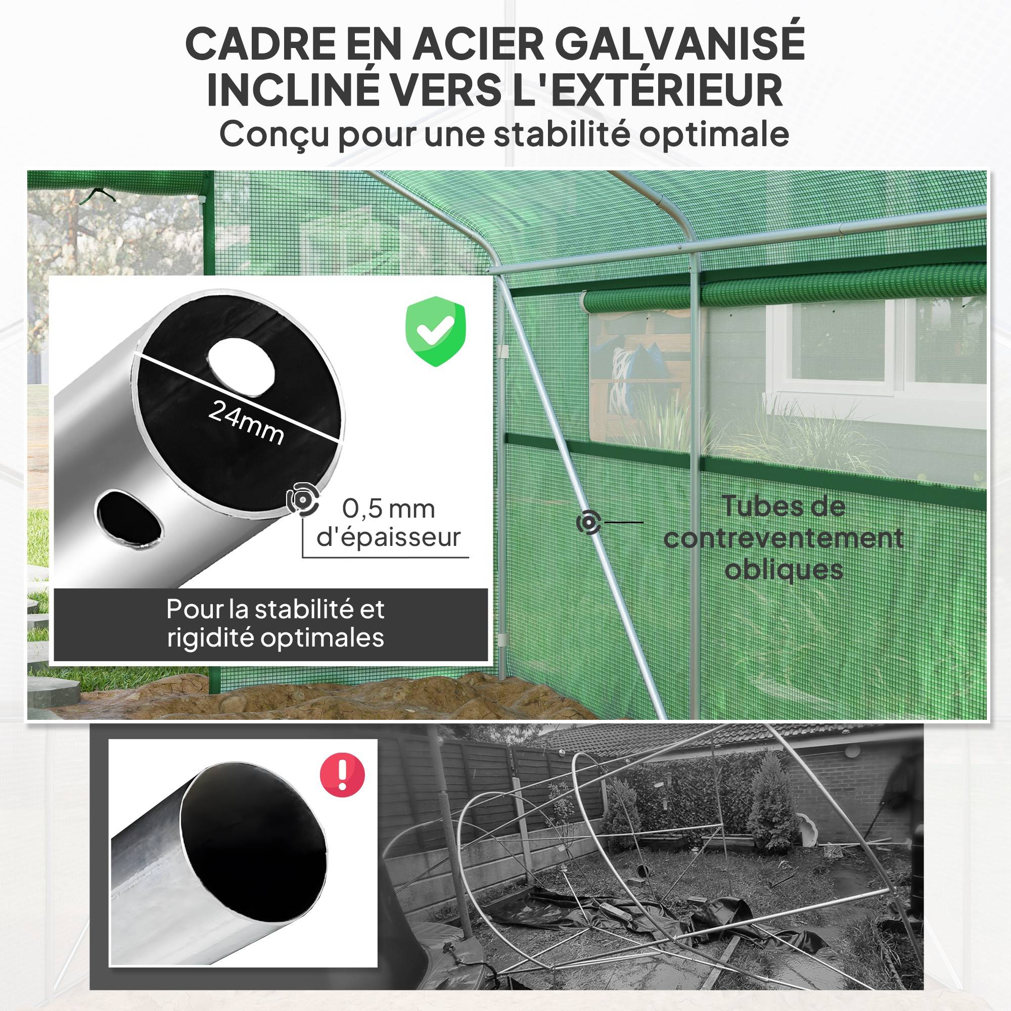 Maison Chic - Serre de jardin 4x3x2m avec portes enroulables et grandes fenêtres, serre tunnel de jardin, vert - Image 7