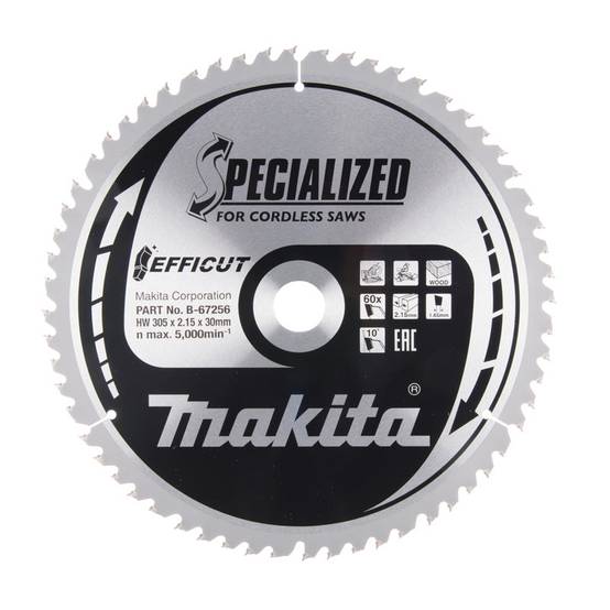 Lames carbure "EFFICUT" pour bois, pour scies radiales à batterie MAKITA - taille Ø 190 mm x 45 Dents - MAKITA ACCESSOIRES - Image 4