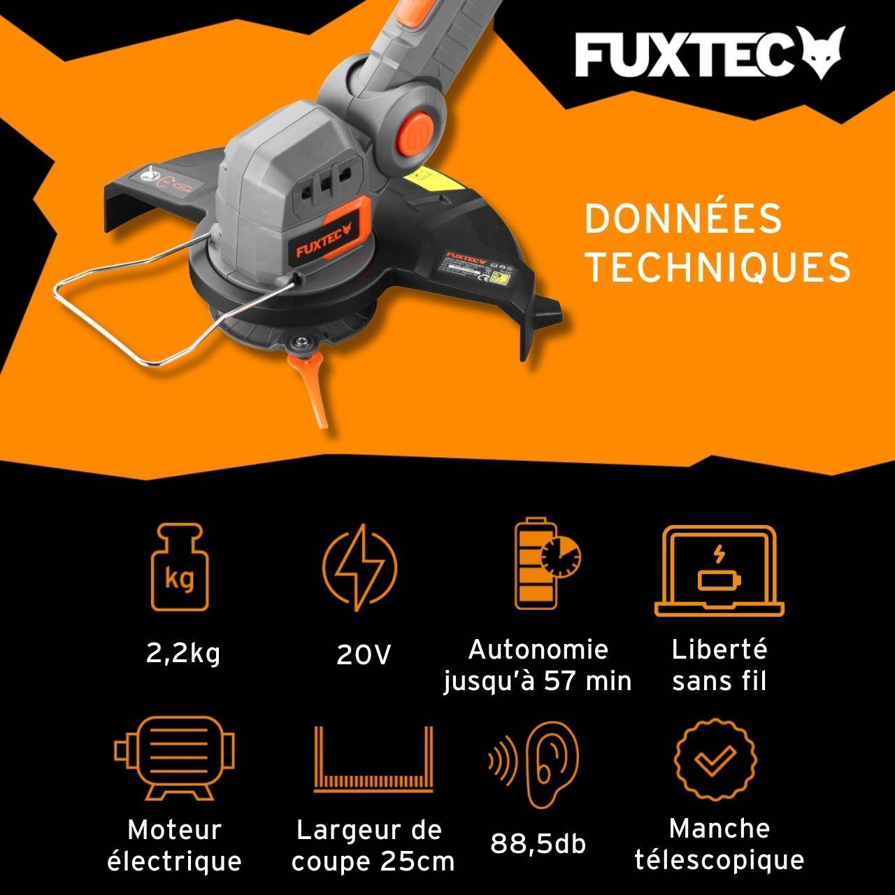 FUXTEC - Coupe bordure batterie - FUXTEC FX-E1RT20 - 20V Set batterie 2Ah et chargeur 2A - Image 3