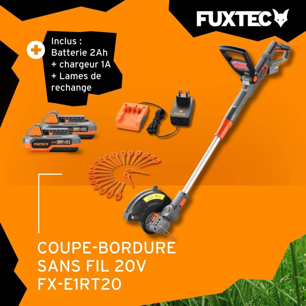 FUXTEC - Coupe bordure batterie - FUXTEC FX-E1RT20 - 20V Set batterie 2Ah et chargeur 2A - Image 2