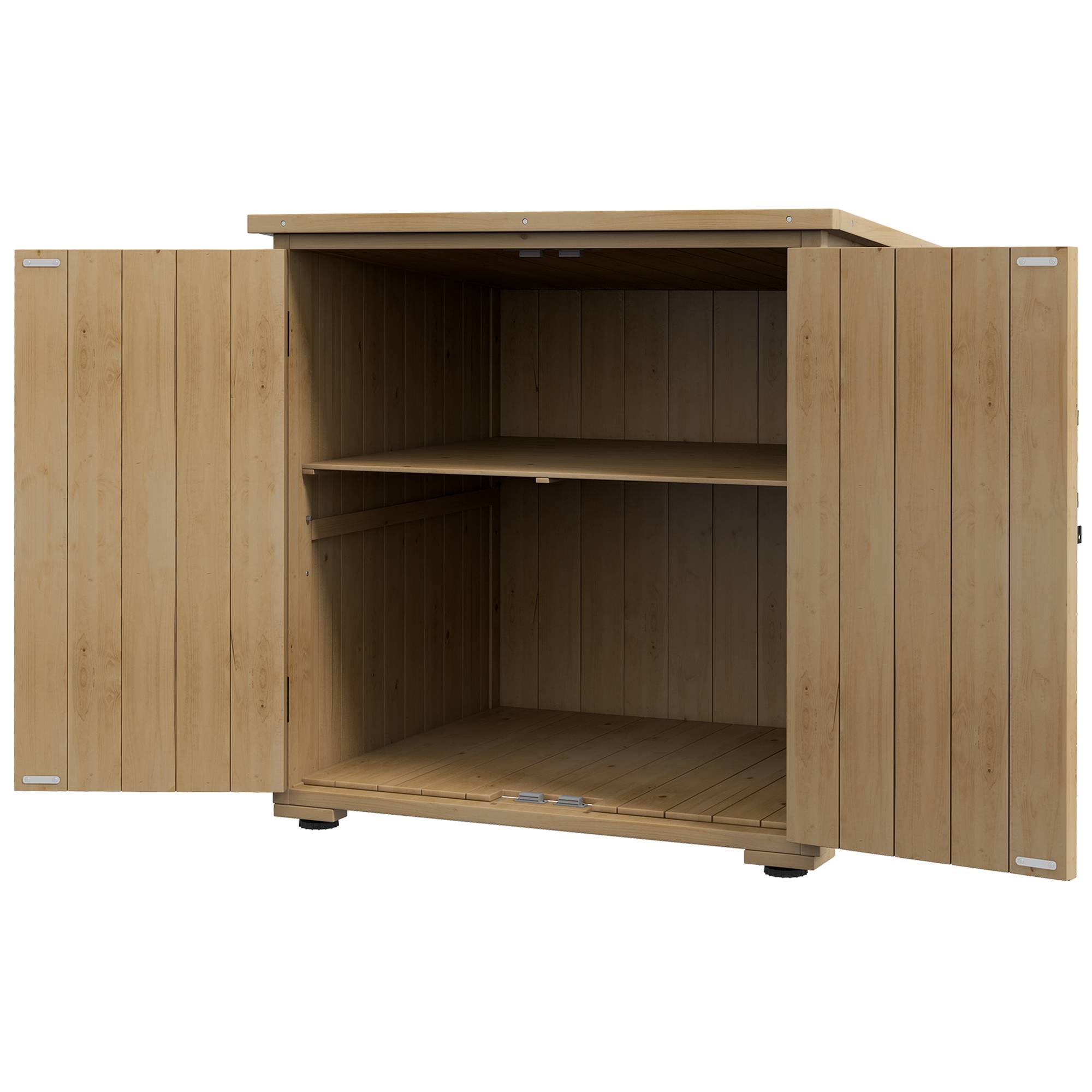 Armoire de rangement bois extérieur étagère réglable double porte 88x90cm - ComfortXL Outdoor Living - Image 2