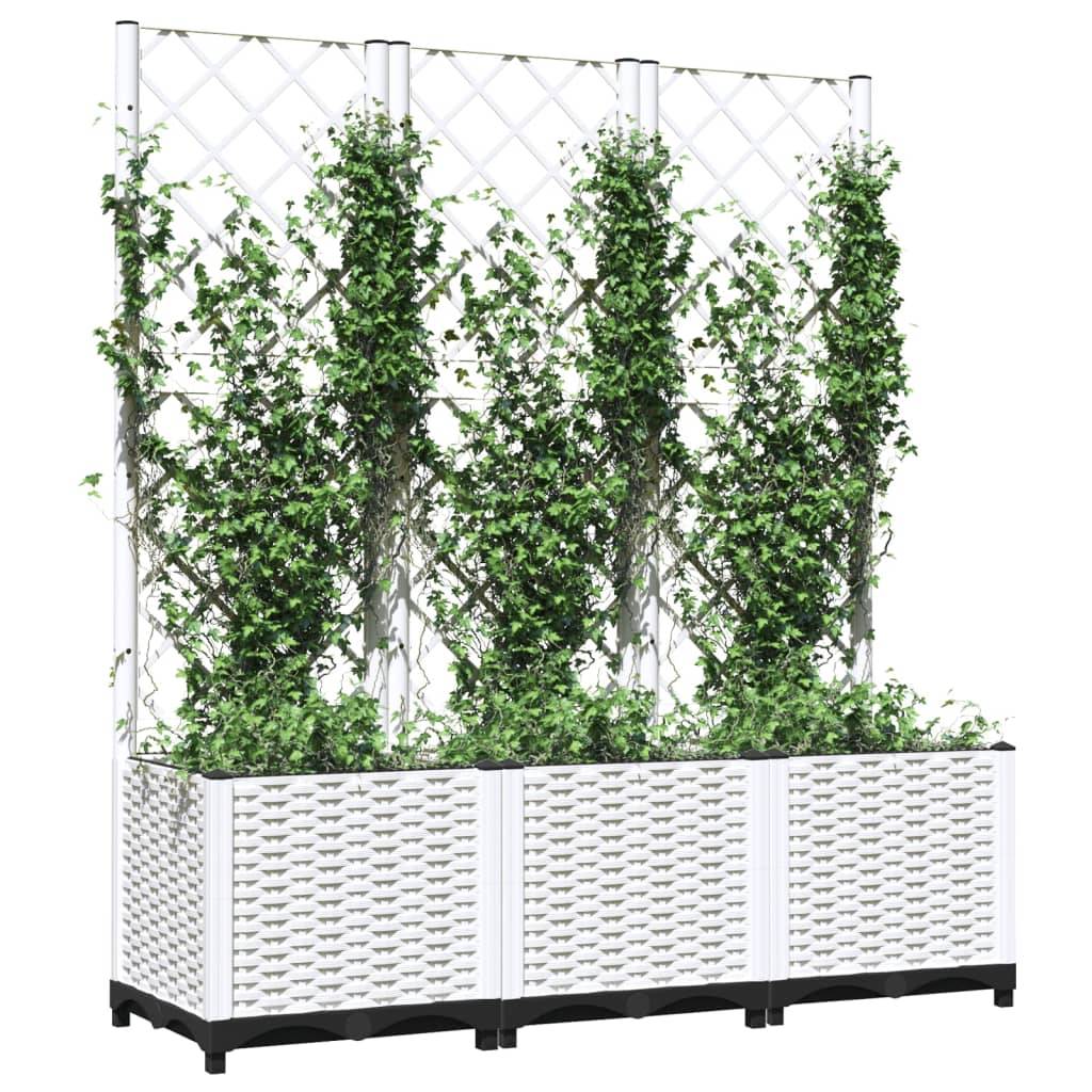 Jardinière avec treillis - Bac à Fleurs - Pot De Fleurs Blanc 120x40x136 cm PP - Image 3