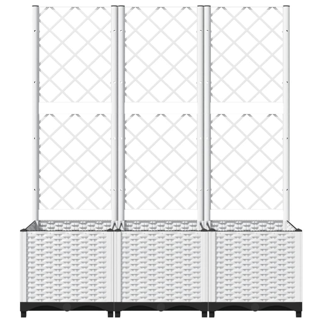 Jardinière avec treillis - Bac à Fleurs - Pot De Fleurs Blanc 120x40x136 cm PP - Image 4