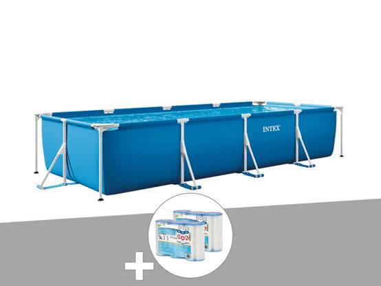 Kit piscine tubulaire rectangulaire 3,00 x 2,00 x 0,75 m + 6 cartouches - Intex