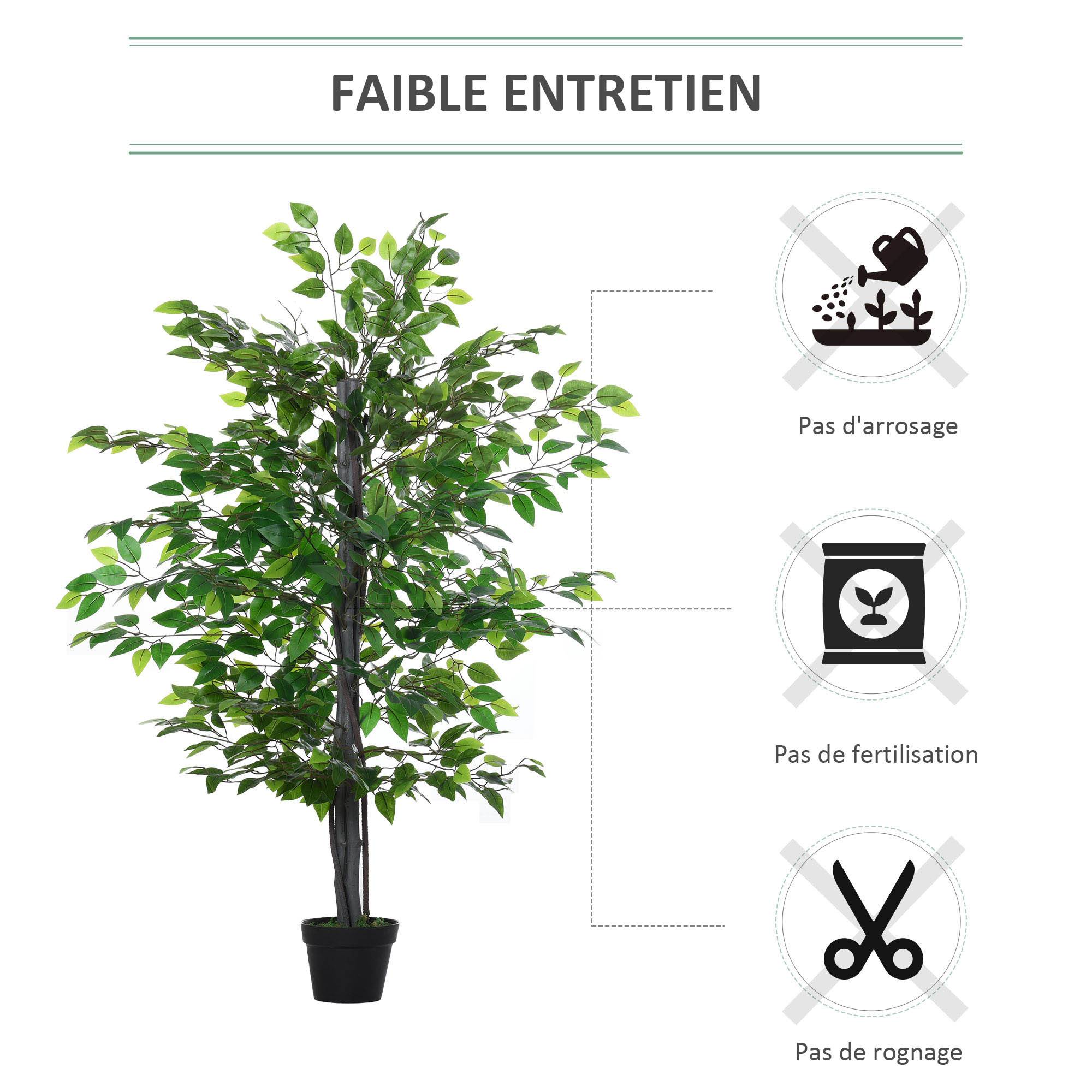 Arbre Artificiel Plante Artificielle ficus H.1,45 m Tronc Branches Liane Lichen Feuilles Grand réalisme Pot Inclus - Image 7