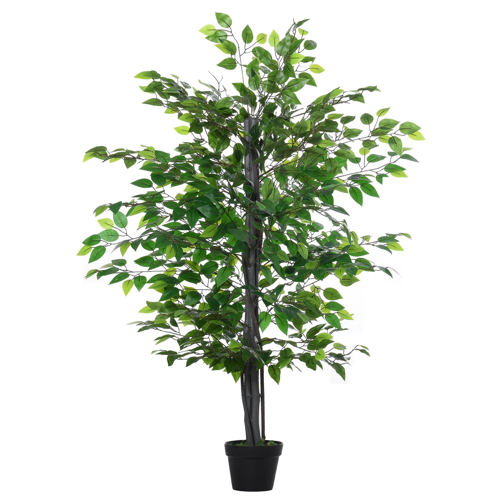 Arbre Artificiel Plante Artificielle ficus H.1,45 m Tronc Branches Liane Lichen Feuilles Grand réalisme Pot Inclus - Image 1