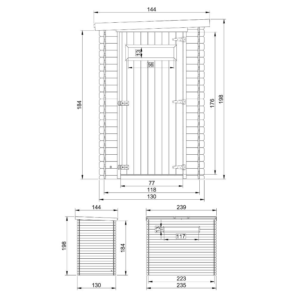 Timbela - Abri de jardin en bois  l239xL144xH198 cm / 2.63 m² avec petite fenêtre - Stockage extérieur - 19 mm d’épaisseur - Timbela M306A - Image 6