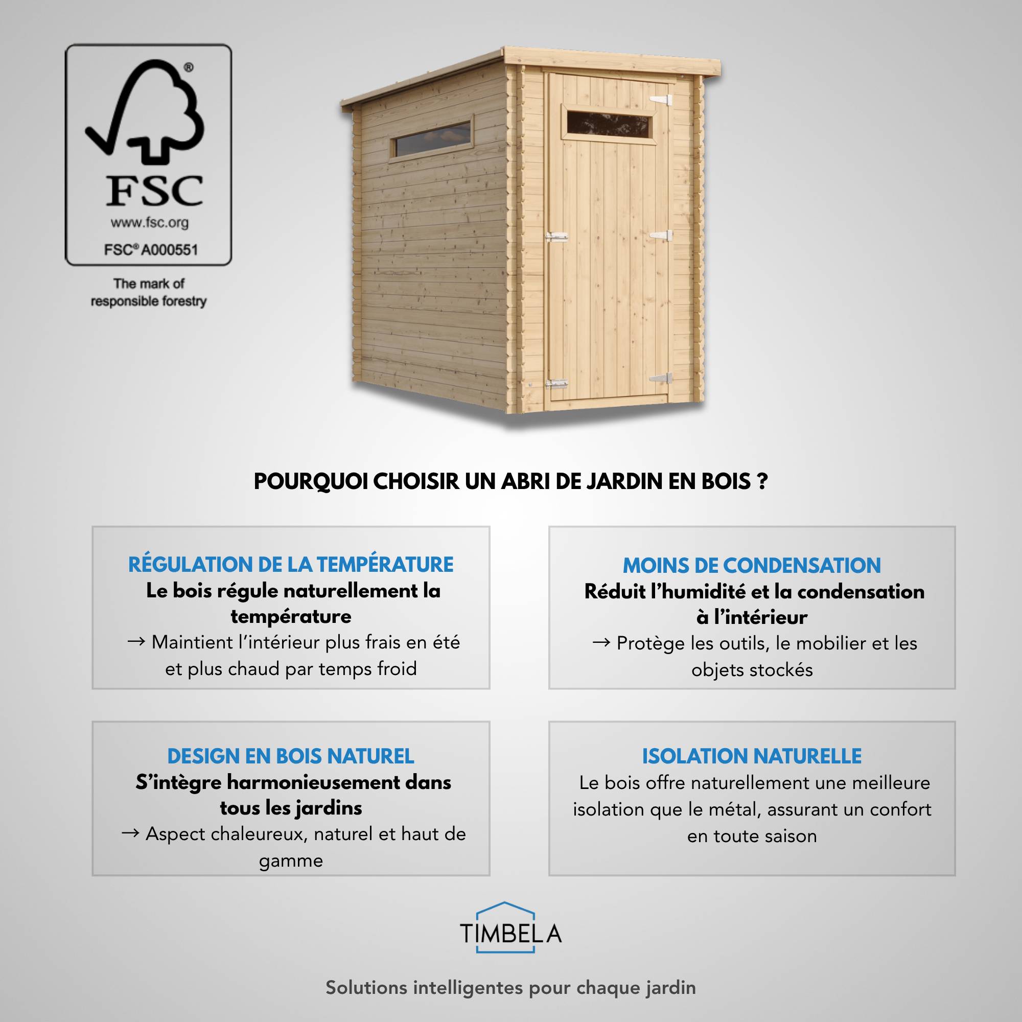 Timbela - Abri de jardin en bois  l239xL144xH198 cm / 2.63 m² avec petite fenêtre - Stockage extérieur - 19 mm d’épaisseur - Timbela M306A - Image 9