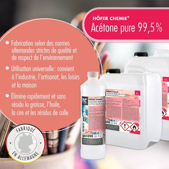 Acétone pur 99,5% Höfer Chemie® en bouteille de 1 L x 15 - Image 3