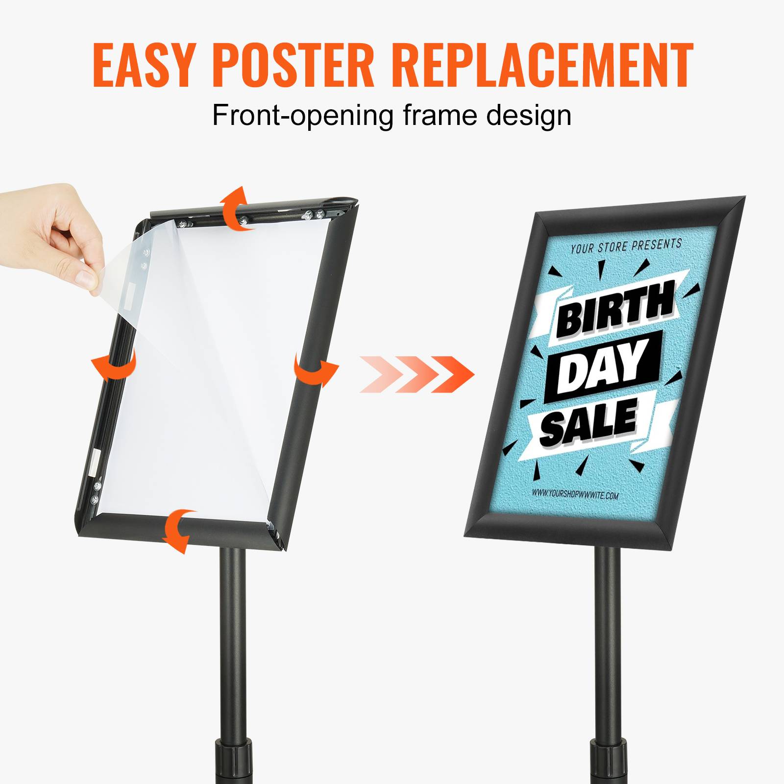 Vevor - VEVOR Porte-affiche 279x216 mm, rotation 360°, hauteur réglable 820-1250 mm, alu. - Image 6