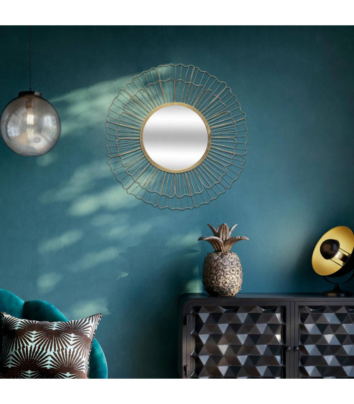 Miroir mural Fleur en Métal doré D 67 cm - Image 3