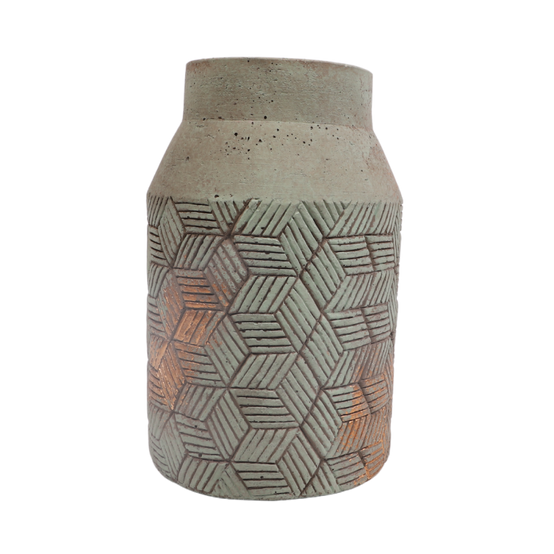 Chemin De Campagne - ° Vase en béton vert de gris Ø14.5 x 24 cm Chemin de campagne - Image 1