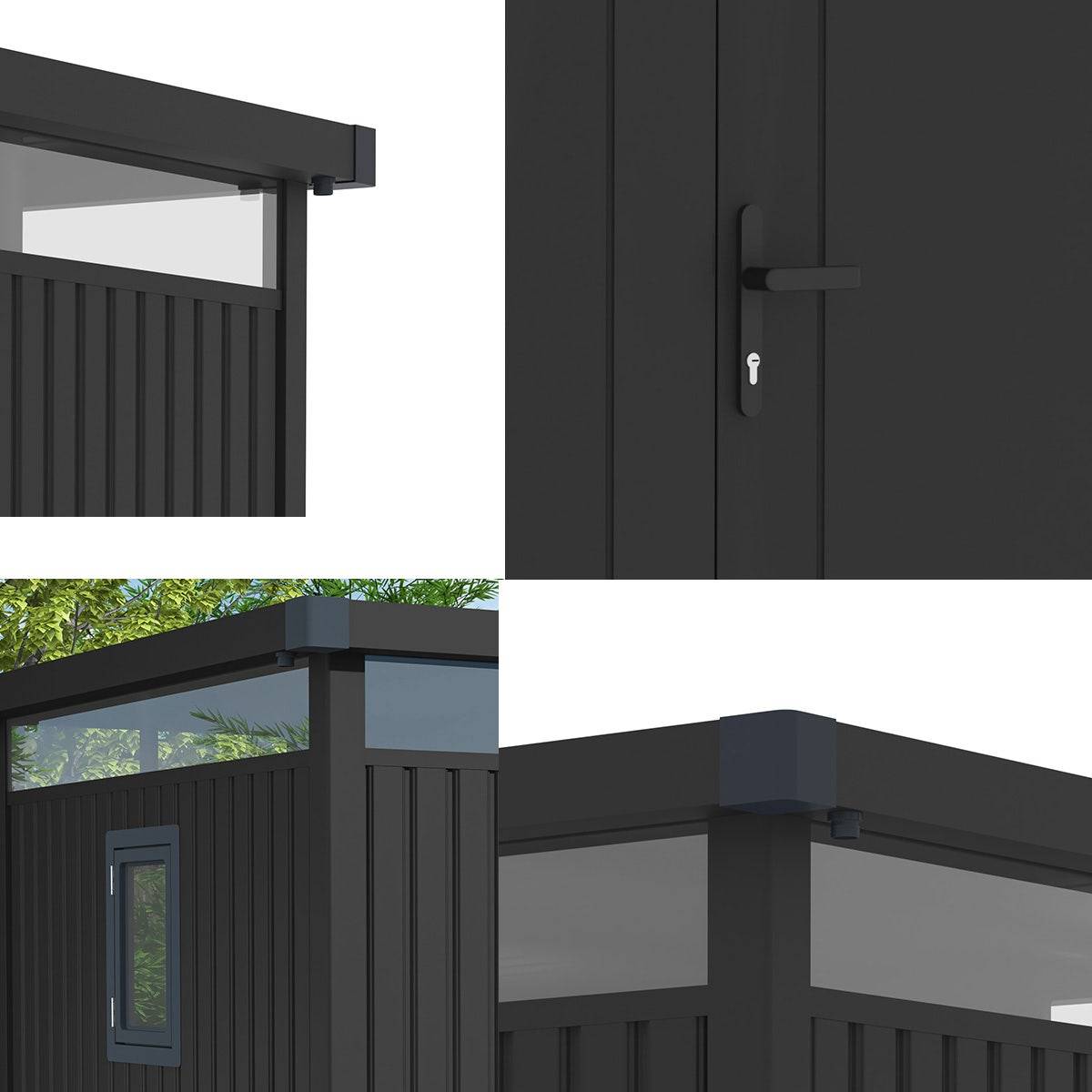Abri de jardin moderne gris anthracite toit plat en acier galvanisé - Image 4