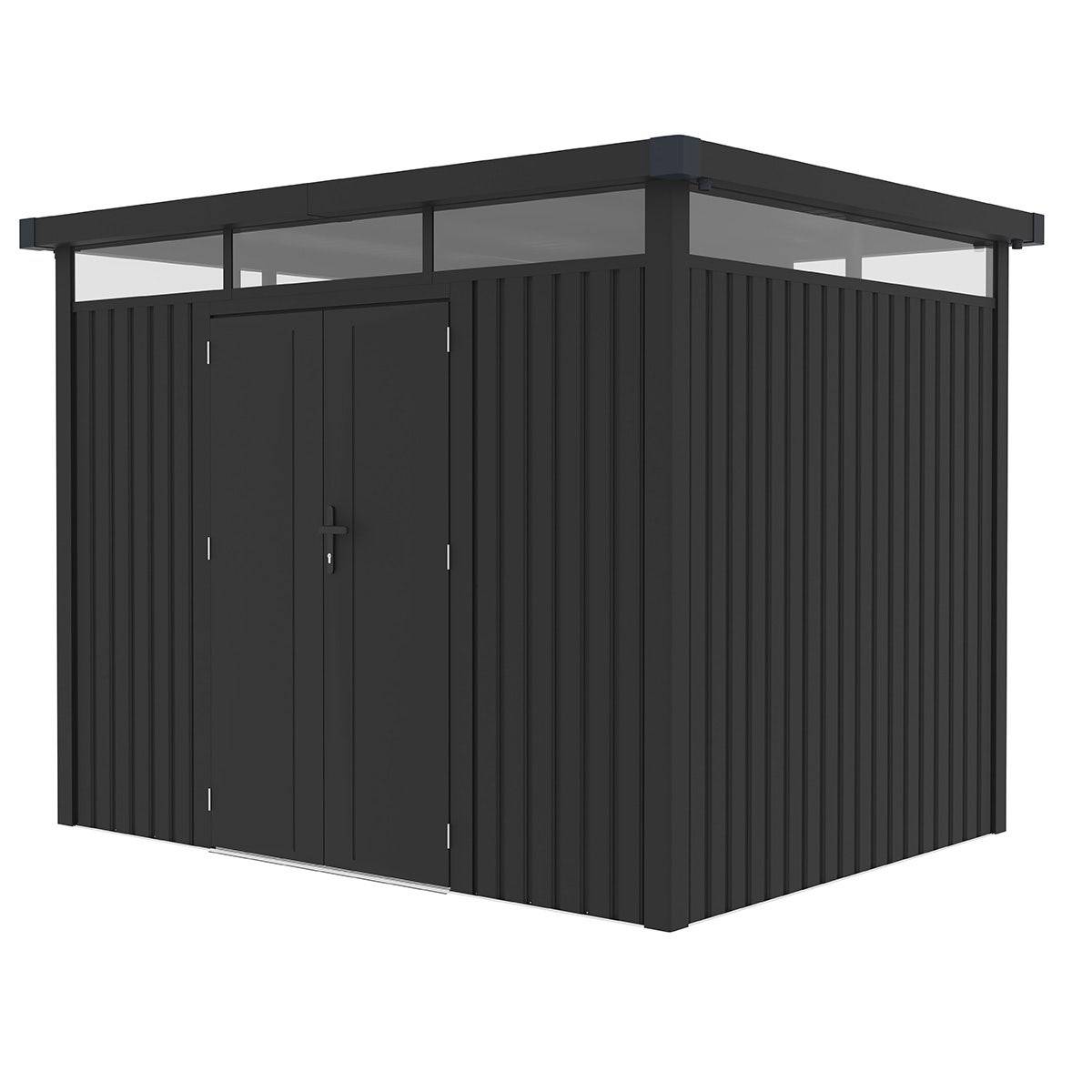 Abri de jardin moderne gris anthracite toit plat en acier galvanisé - Image 6