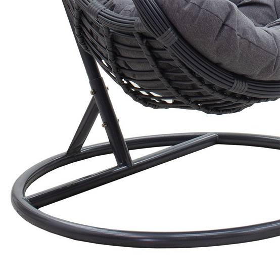 fauteuil suspendu balancelle de jardin métal anthracite coussin gris - Image 7